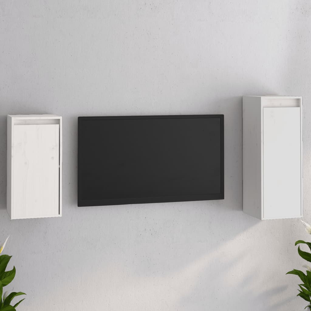 Meubles TV 2 pcs Blanc Bois massif de pin - XIOS