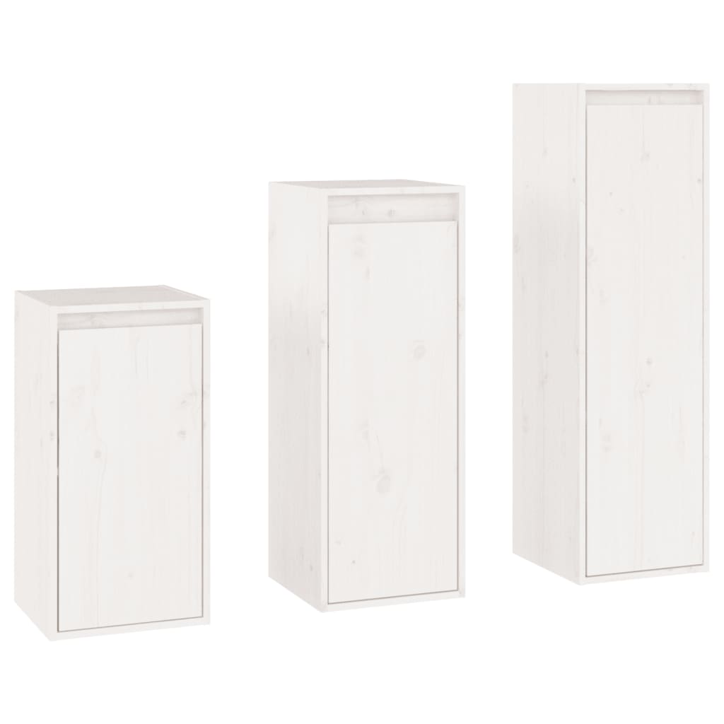 Meubles TV 3 pcs Blanc Bois massif de pin - XIOS