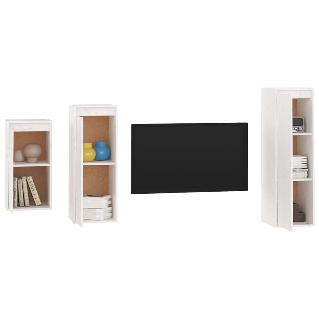 Meubles TV 3 pcs Blanc Bois massif de pin - XIOS