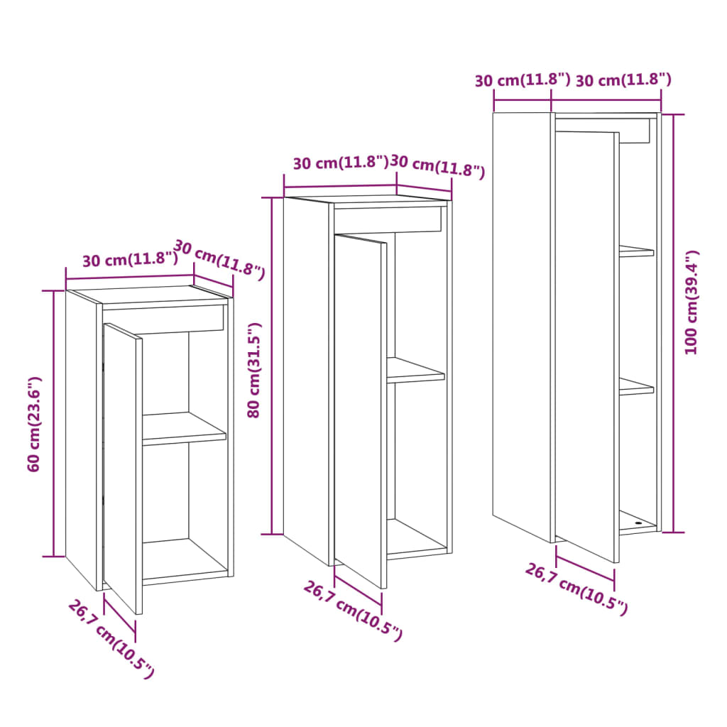Meubles TV 3 pcs Blanc Bois massif de pin - XIOS