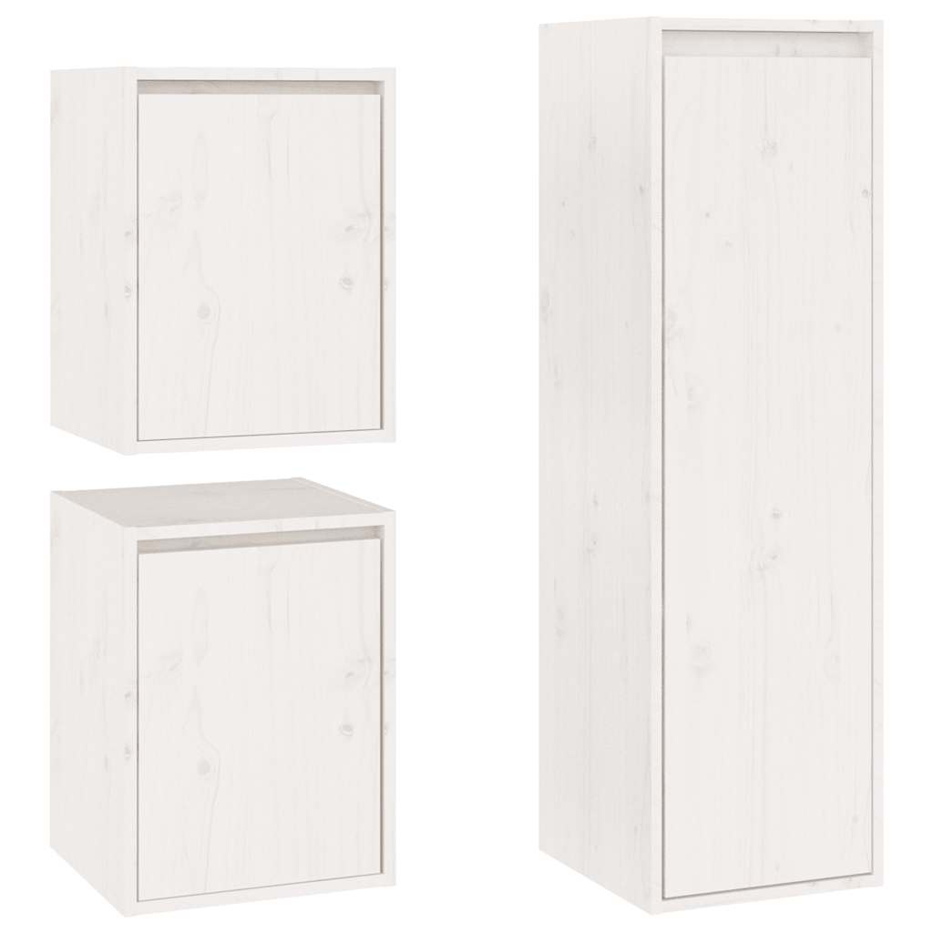 Meubles TV 3 pcs Blanc Bois massif de pin - XIOS