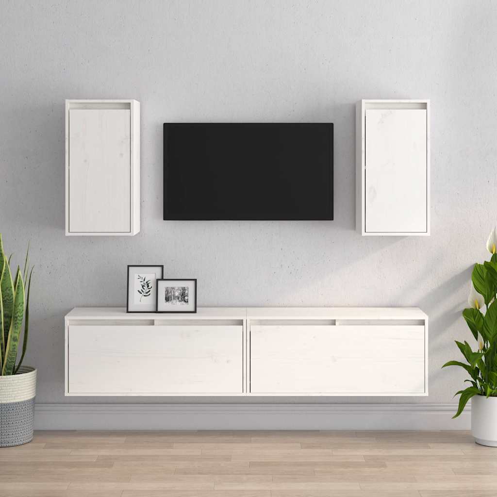 Meubles TV 4 pcs Blanc Bois massif de pin - XIOS