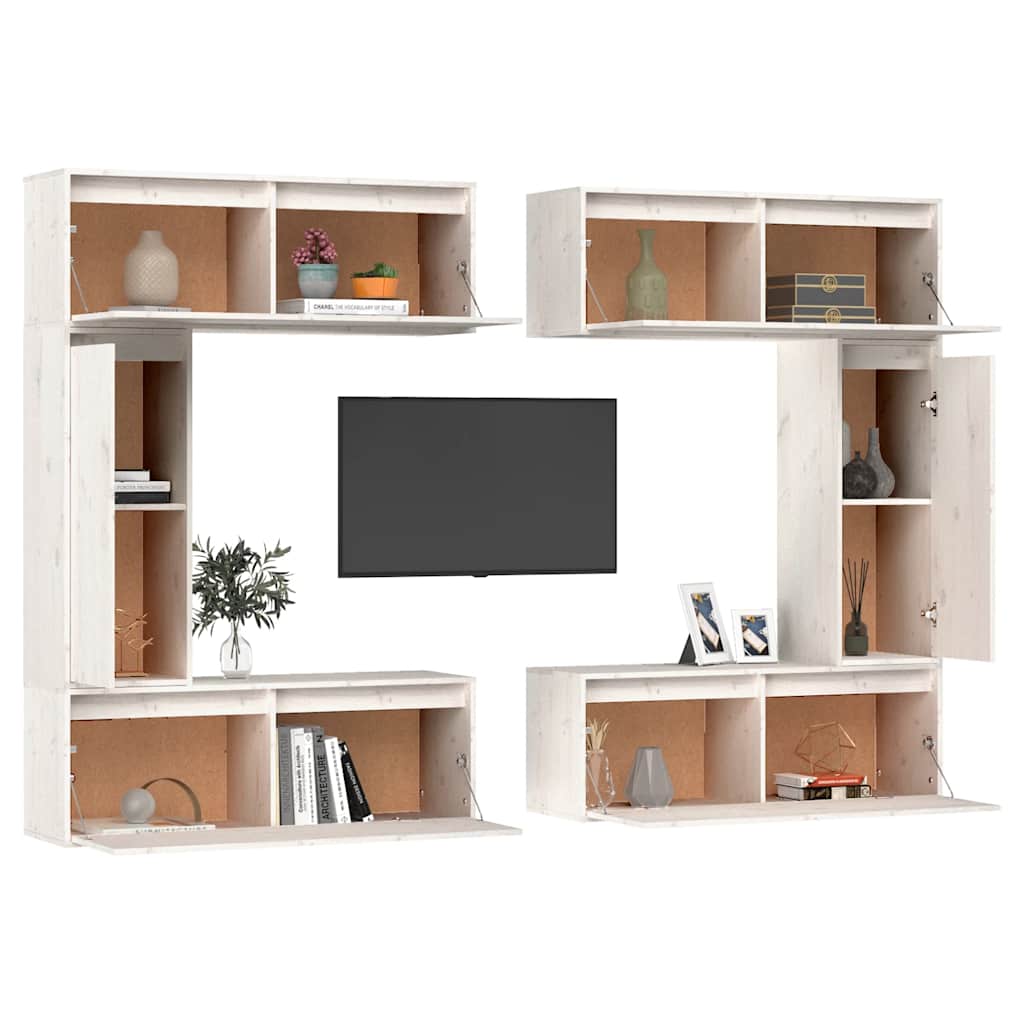 Meubles TV 6 pcs Blanc Bois massif de pin - XIOS