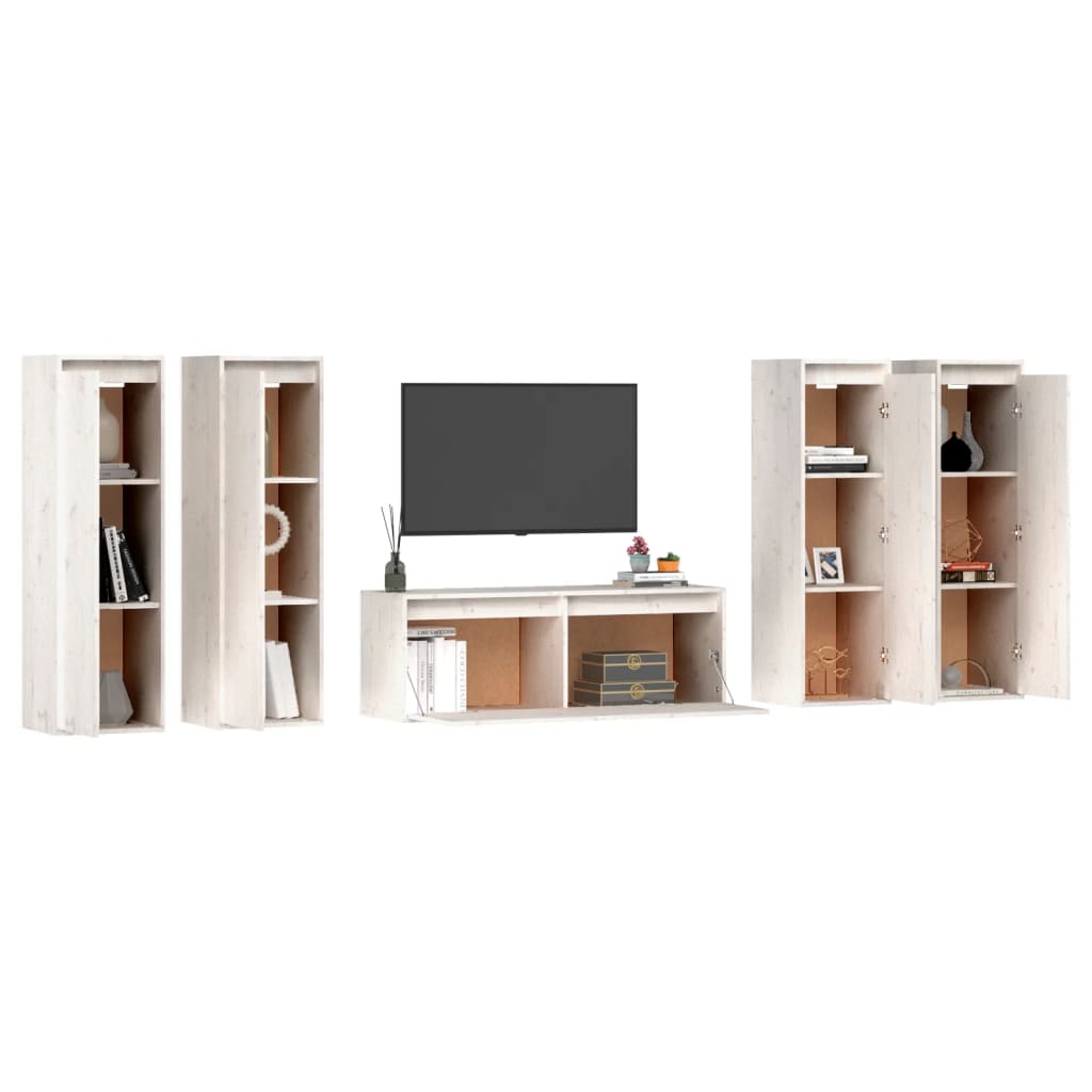 Meubles TV 5 pcs Blanc Bois massif de pin - XIOS
