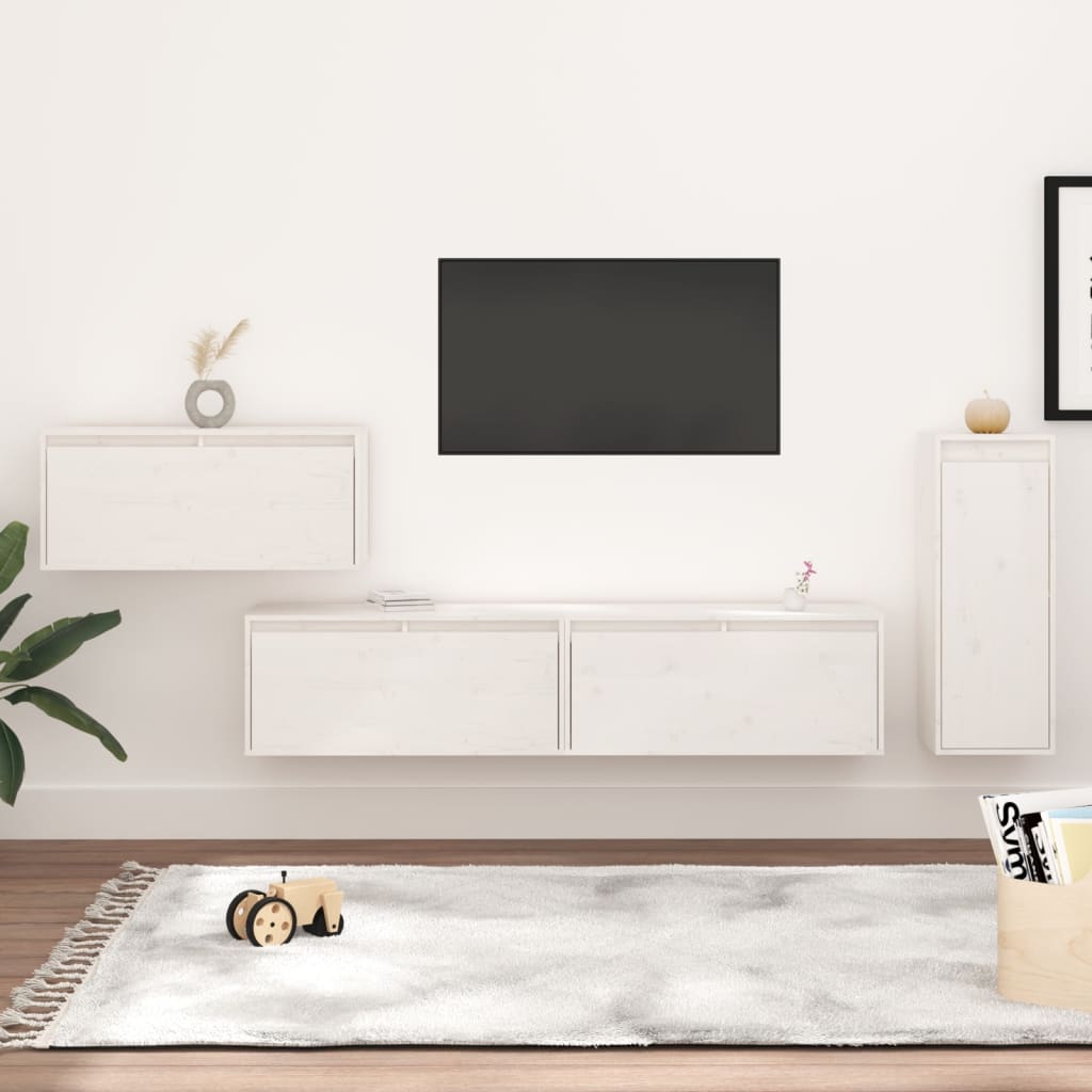 Meubles TV 4 pcs Blanc Bois massif de pin Meubles TV vidaXL