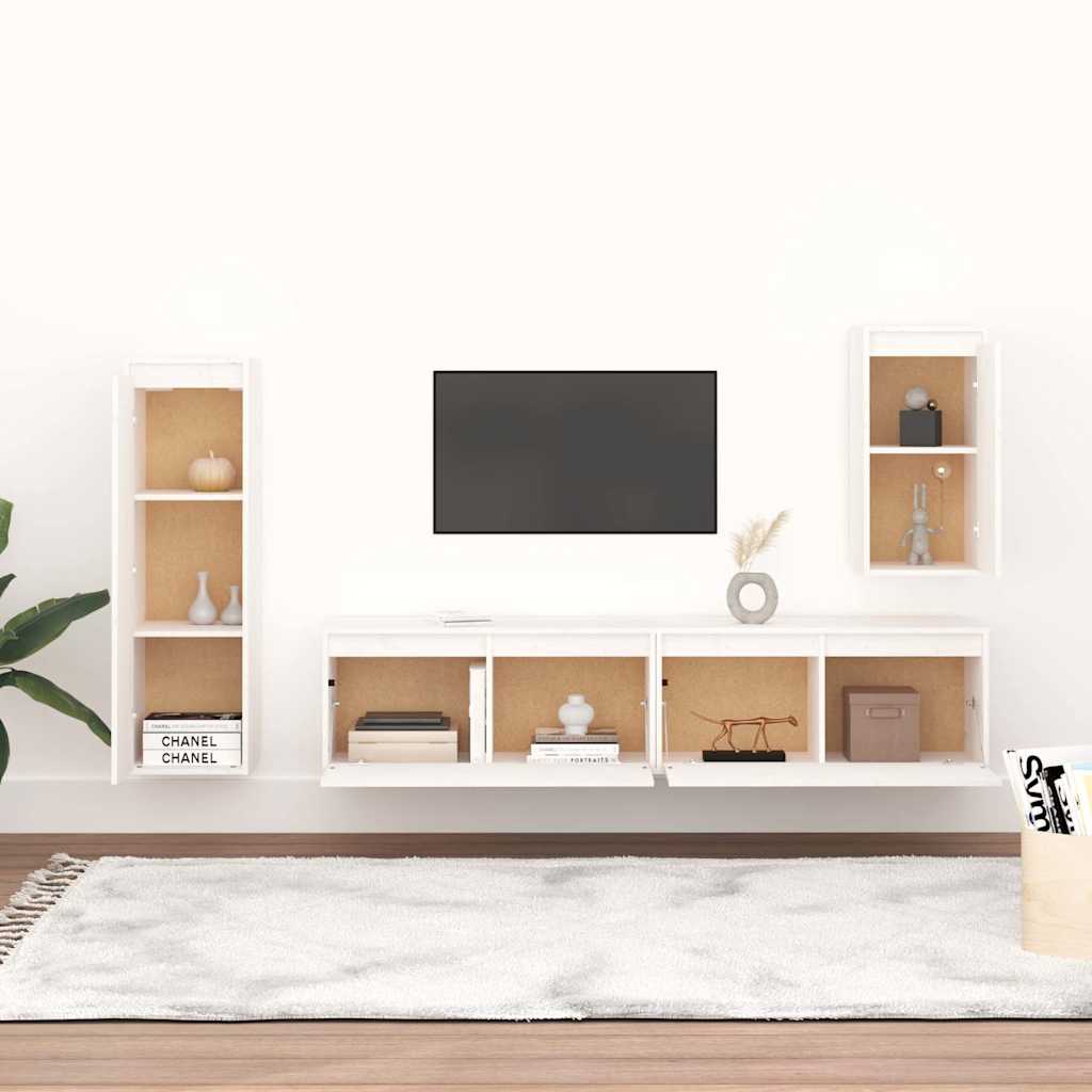 Meubles TV 4 pcs Blanc Bois massif de pin - XIOS
