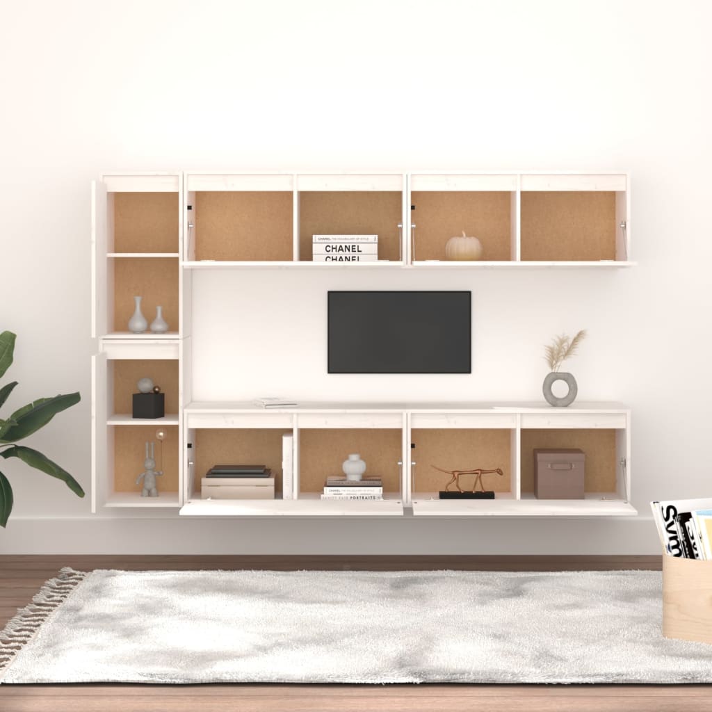Meubles TV 6 pcs Blanc Bois massif de pin - XIOS
