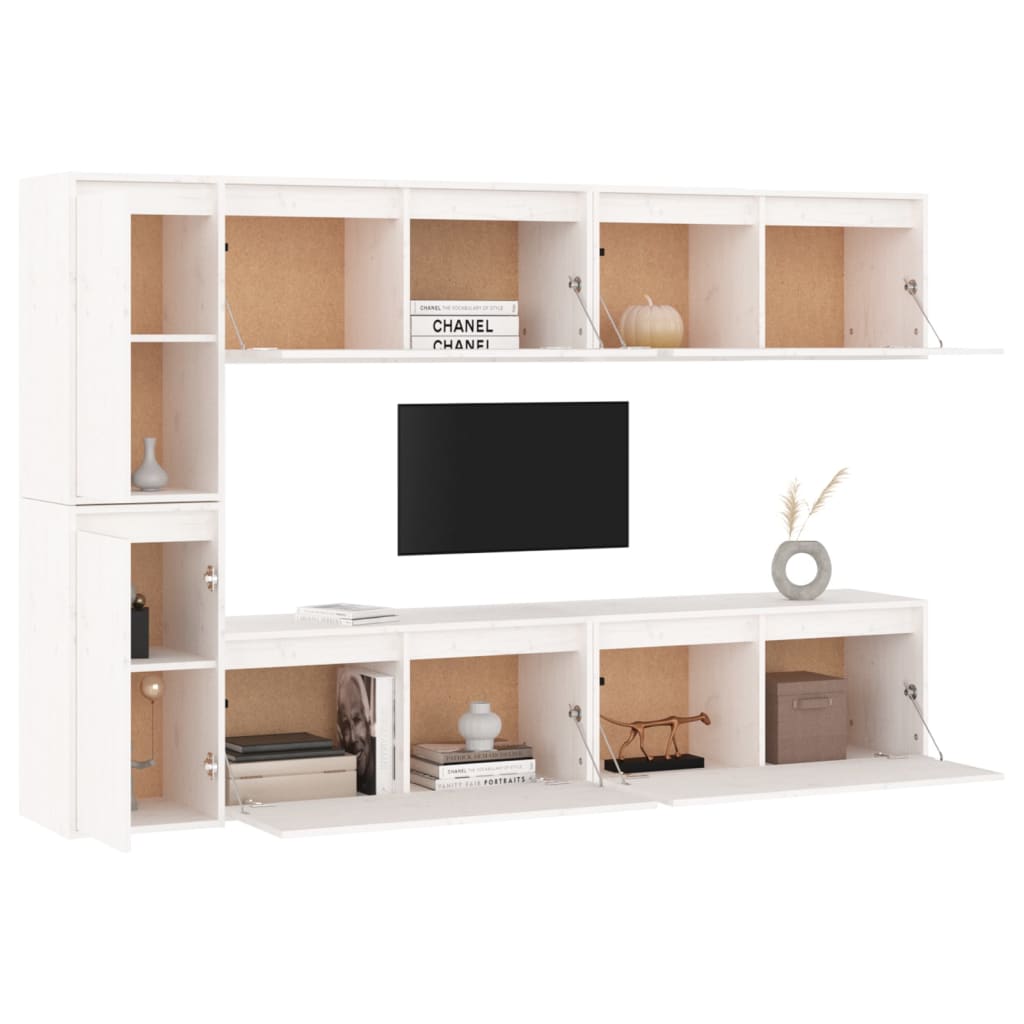 Meubles TV 6 pcs Blanc Bois massif de pin - XIOS