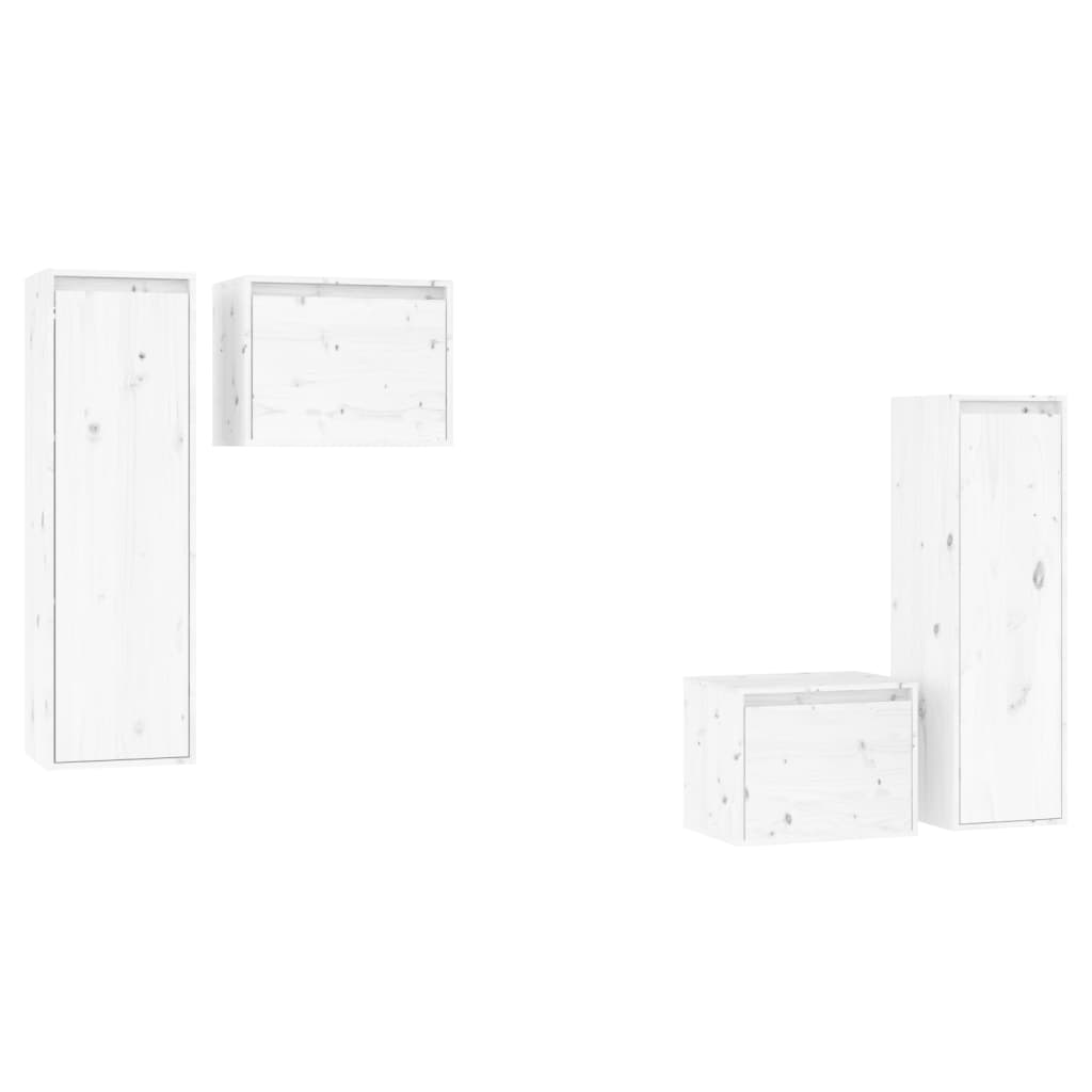 Meubles TV 4 pcs Blanc Bois massif de pin - XIOS