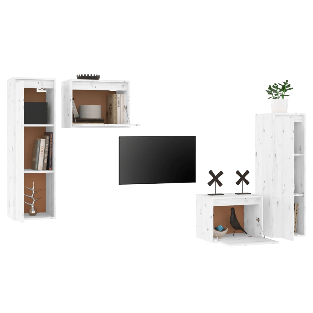 Meubles TV 4 pcs Blanc Bois massif de pin - XIOS