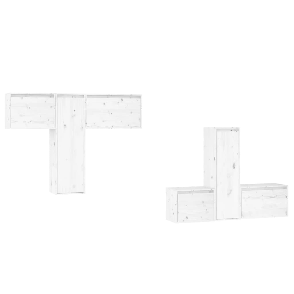 Meubles TV 6 pcs Blanc Bois massif de pin - XIOS