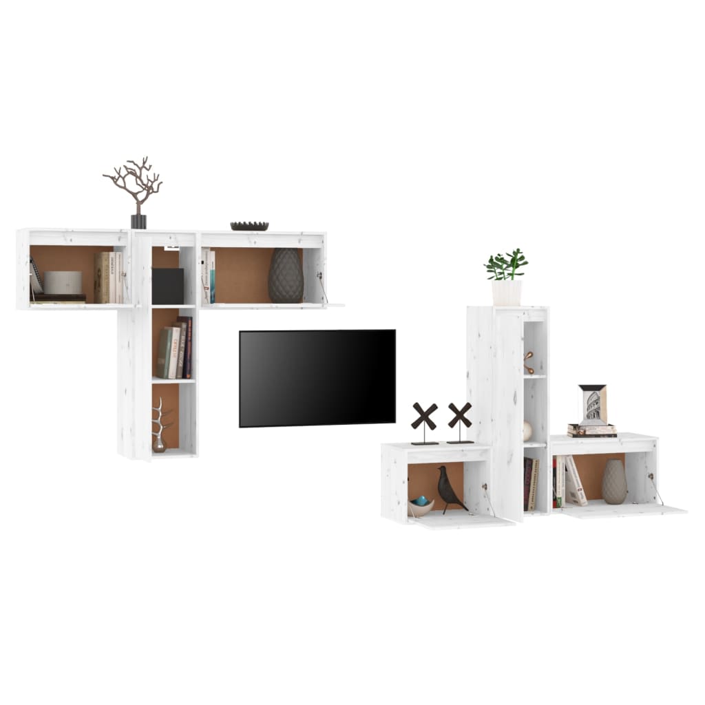Meubles TV 6 pcs Blanc Bois massif de pin - XIOS