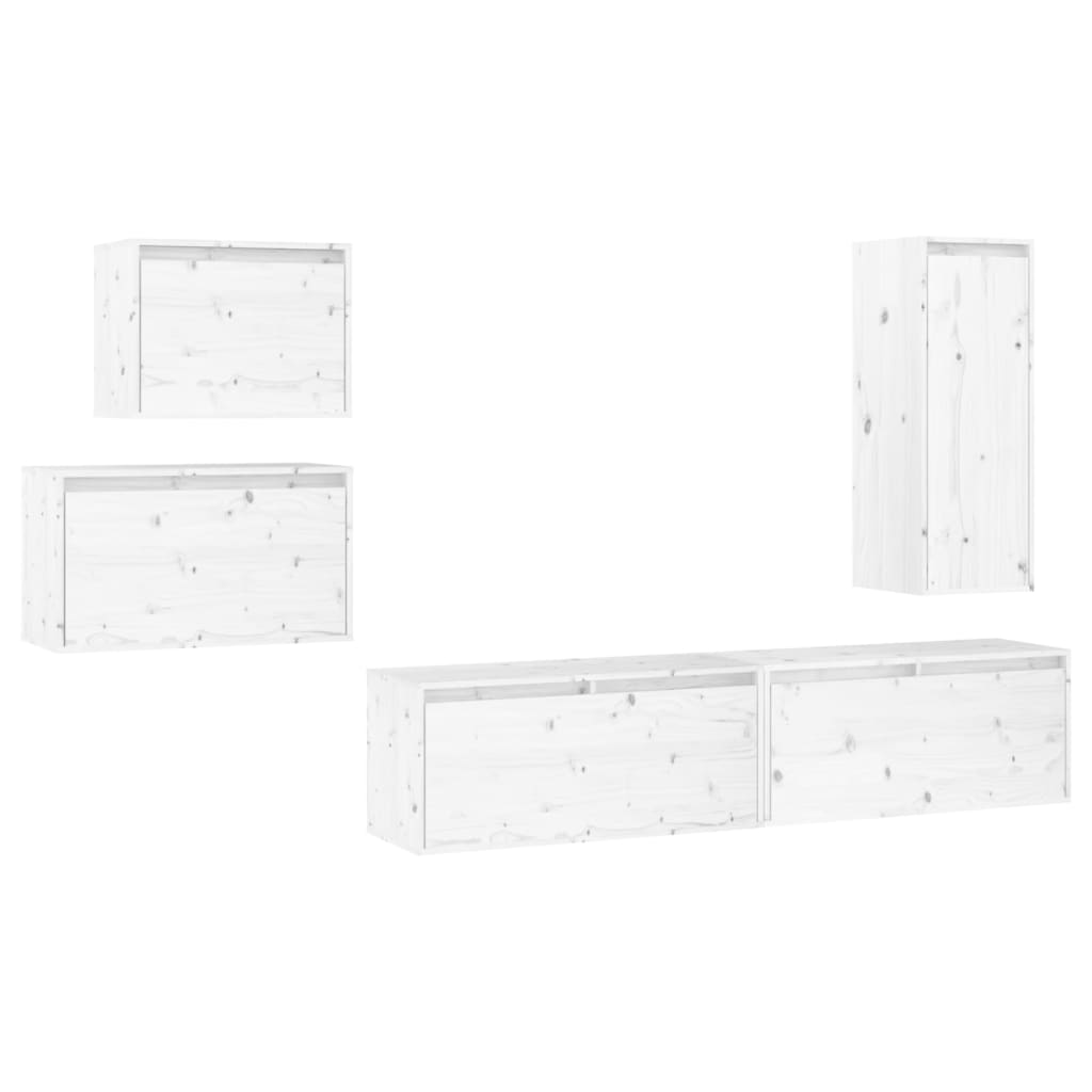 Meubles TV 5 pcs Blanc Bois massif de pin - XIOS