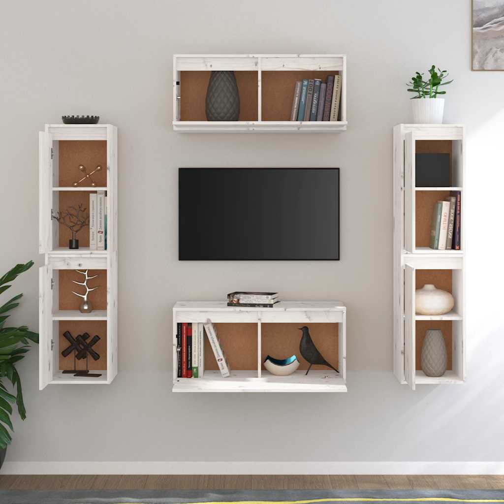 Meubles TV 6 pcs Blanc Bois massif de pin - XIOS