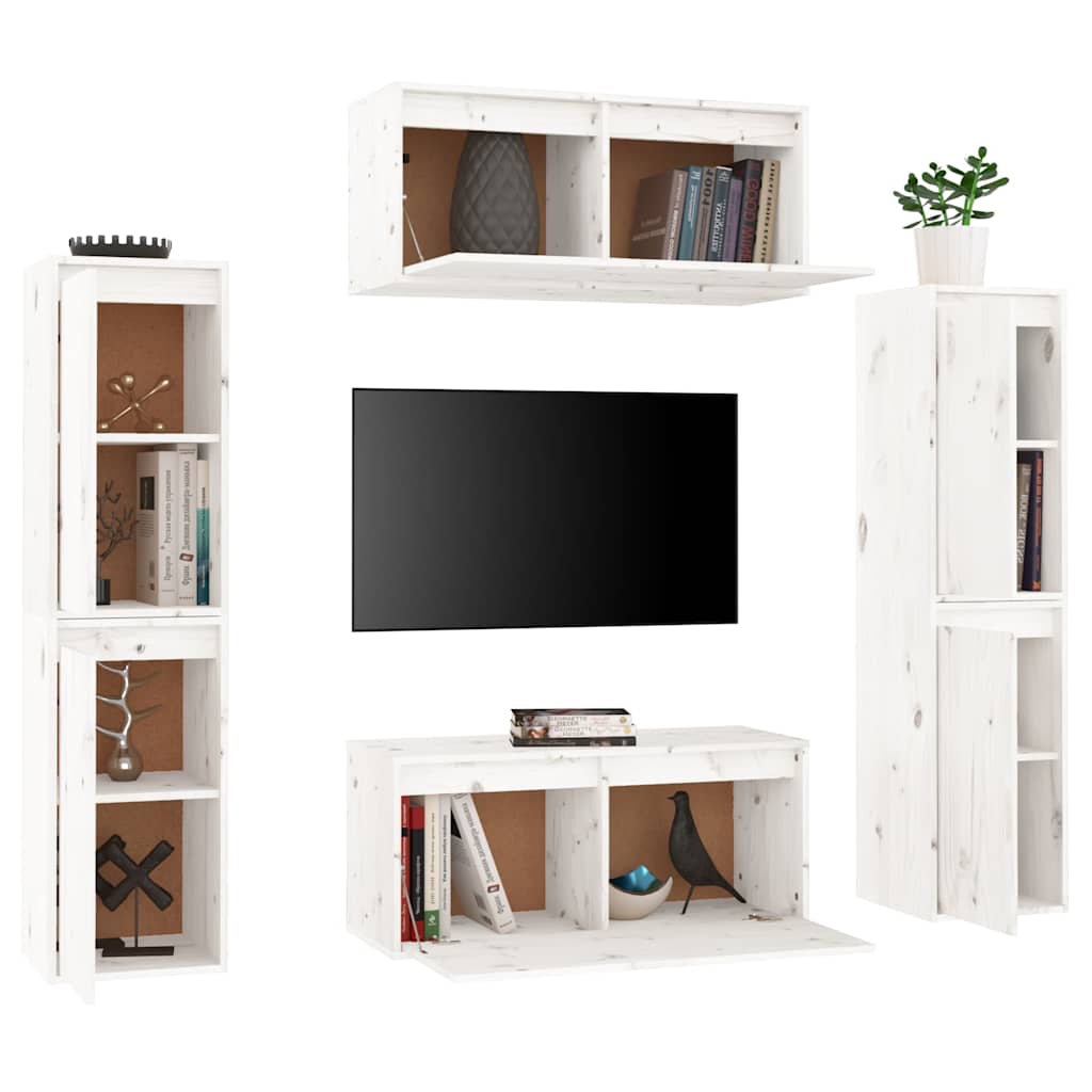 Meubles TV 6 pcs Blanc Bois massif de pin - XIOS