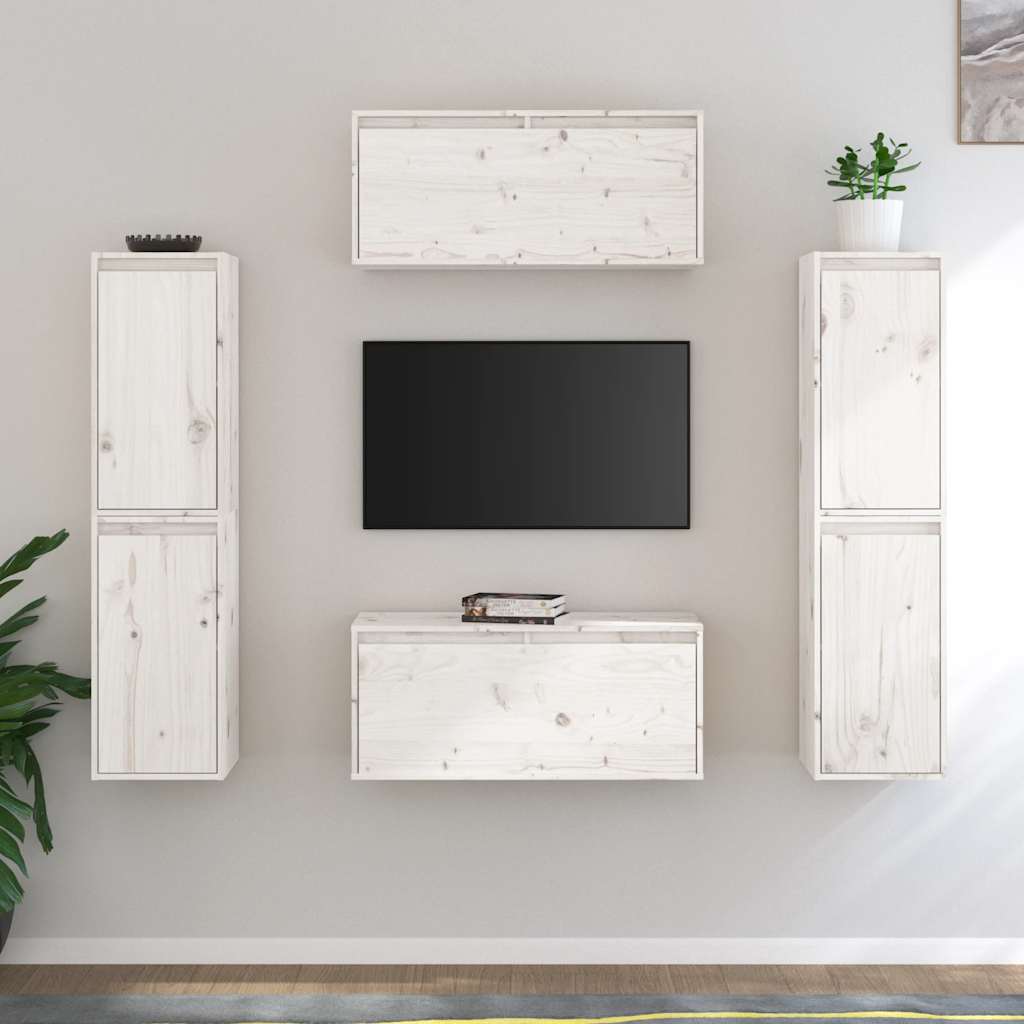 Meubles TV 6 pcs Blanc Bois massif de pin - XIOS