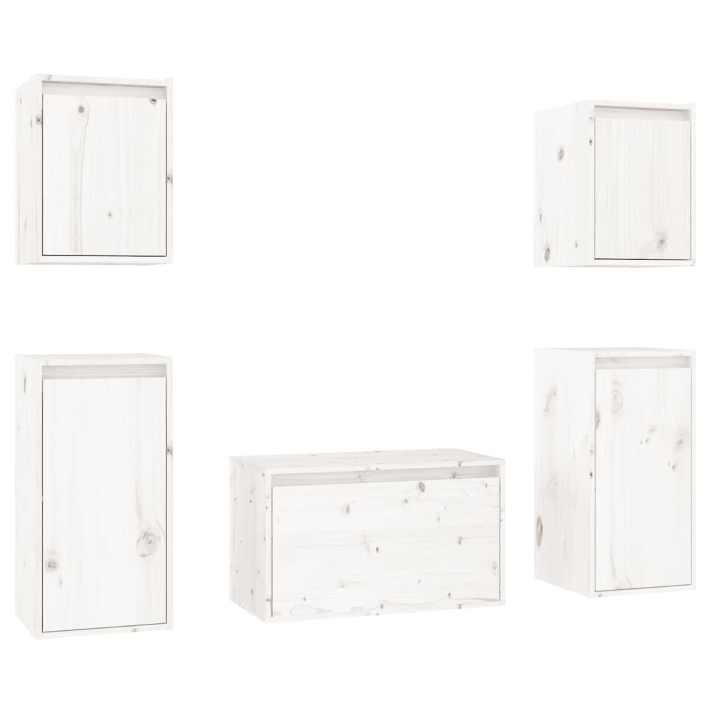 Meubles TV 5 pcs Blanc Bois massif de pin - XIOS