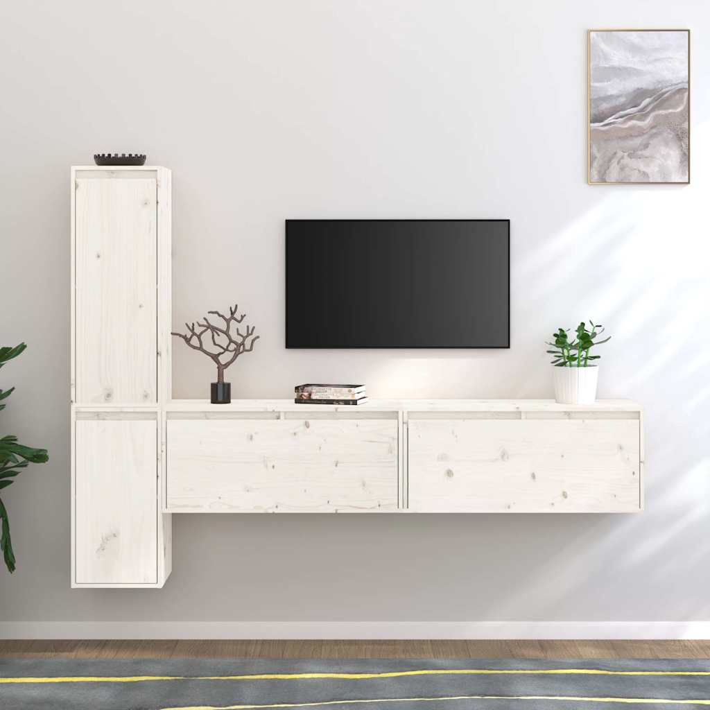 Meubles TV 4 pcs Blanc Bois massif de pin - XIOS