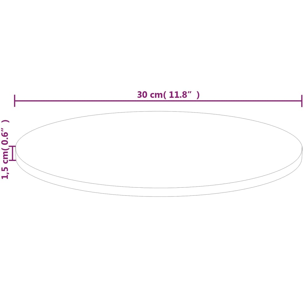 Dessus de table rond Ø30x1,5 cm Bois de chêne massif non traité Plateaux de table vidaXL