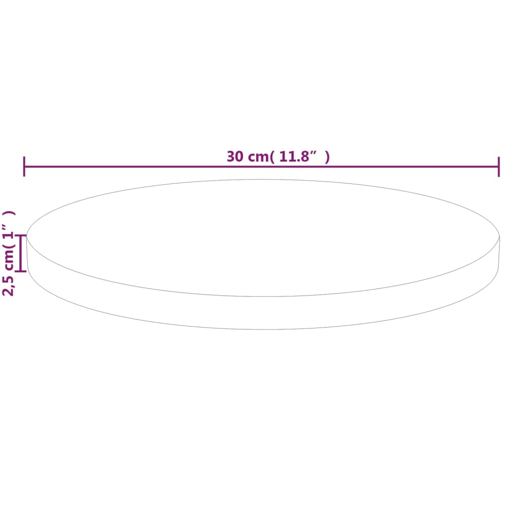 Dessus de table rond Ø30x2,5 cm Bois de chêne massif non traité Plateaux de table vidaXL