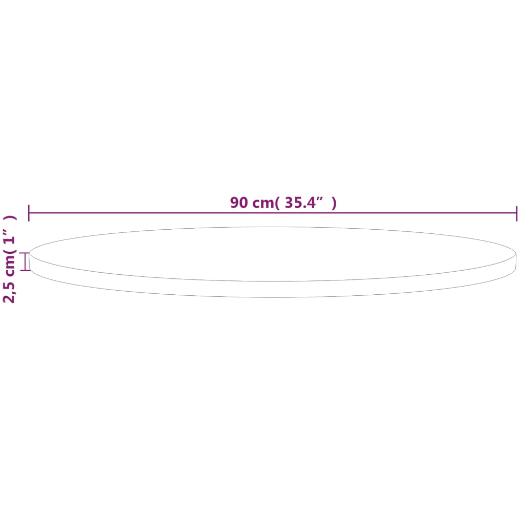Dessus de table rond Ø90x2,5 cm Bois de chêne massif non traité - XIOS