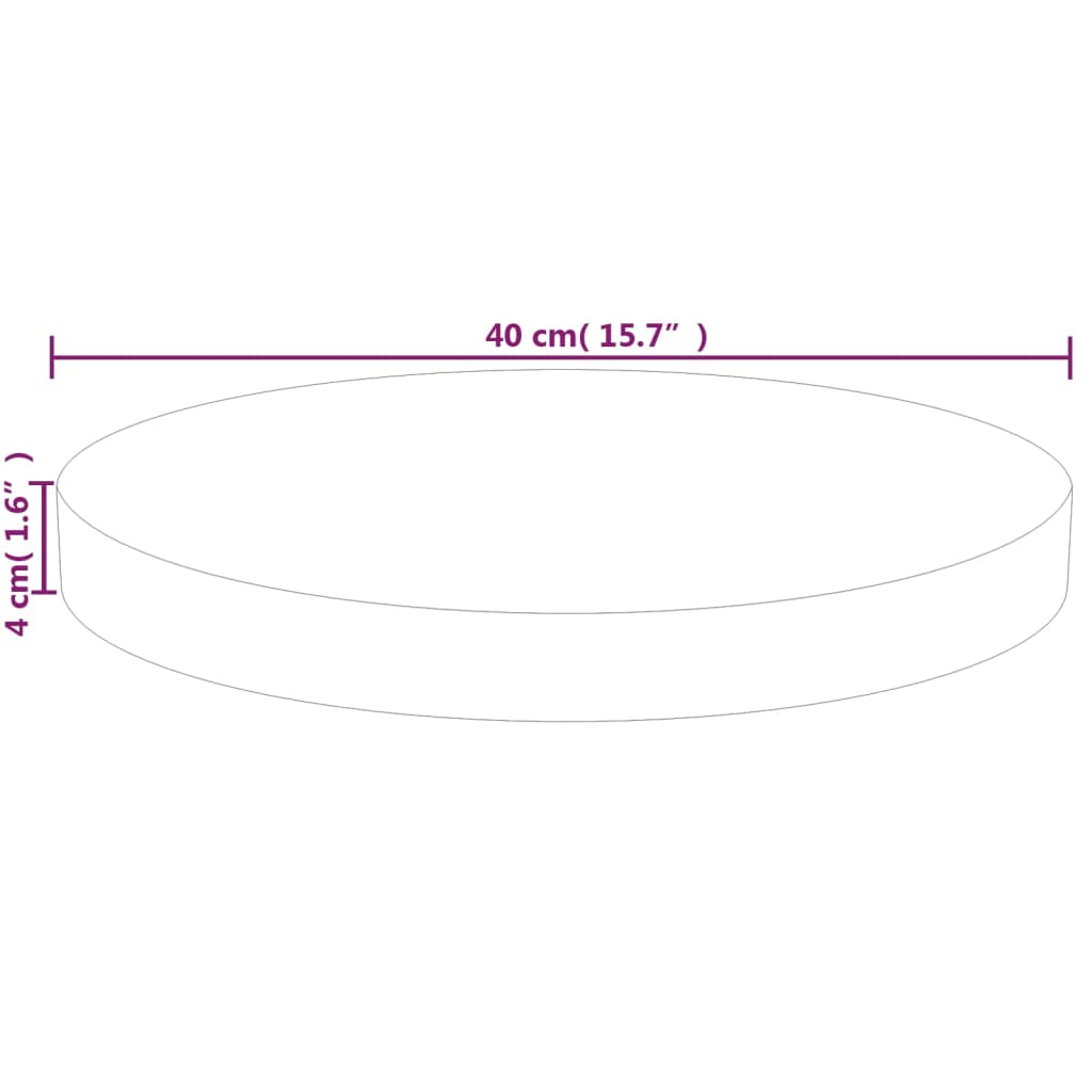 Dessus de table rond Ø40x4 cm Bois de chêne massif non traité Plateaux de table vidaXL