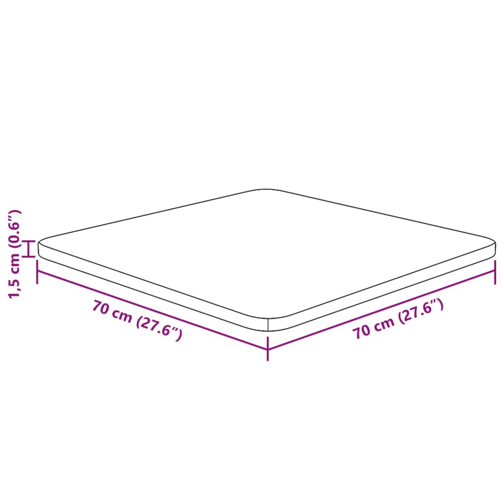 Dessus de table carré 70x70x1,5 cm Bois chêne massif non traité - XIOS