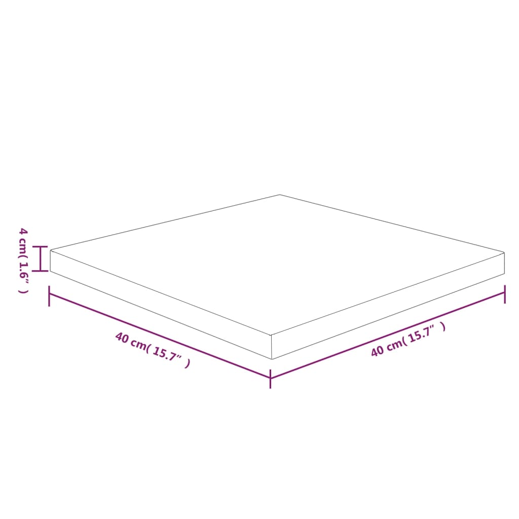 Dessus de table carré 40x40x4 cm Bois chêne massif non traité Plateaux de table vidaXL