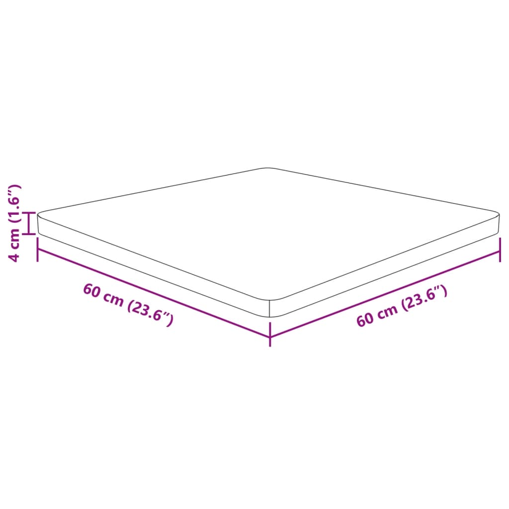 Dessus de table carré 60x60x4 cm Bois chêne massif non traité - XIOS