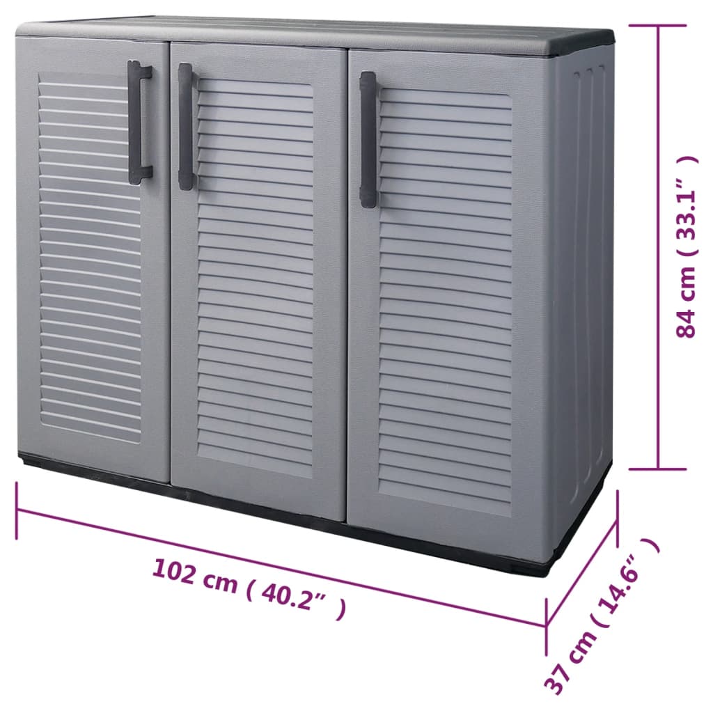 Armoire de rangement de jardin Gris et noir 102x37x84 cm PP