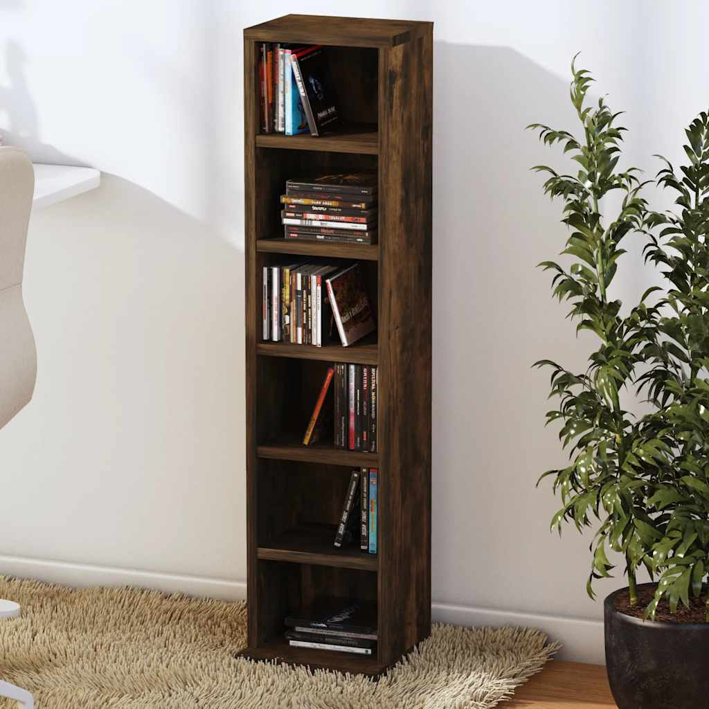 Armoire à CD Chêne fumé 21x20x88 cm Bois d'ingénierie - XIOS