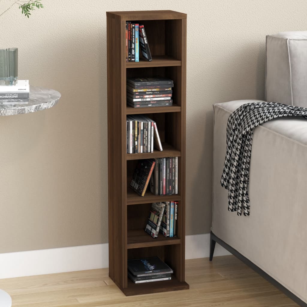Armoire à CD Chêne marron 21x20x88 cm Bois d'ingénierie Fixations & meubles de rangement multimédia vidaXL
