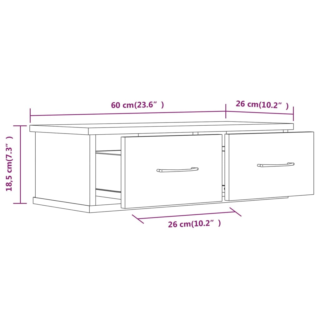 Armoire murale Sonoma gris 60x26x18,5 cm Bois d'ingénierie - XIOS