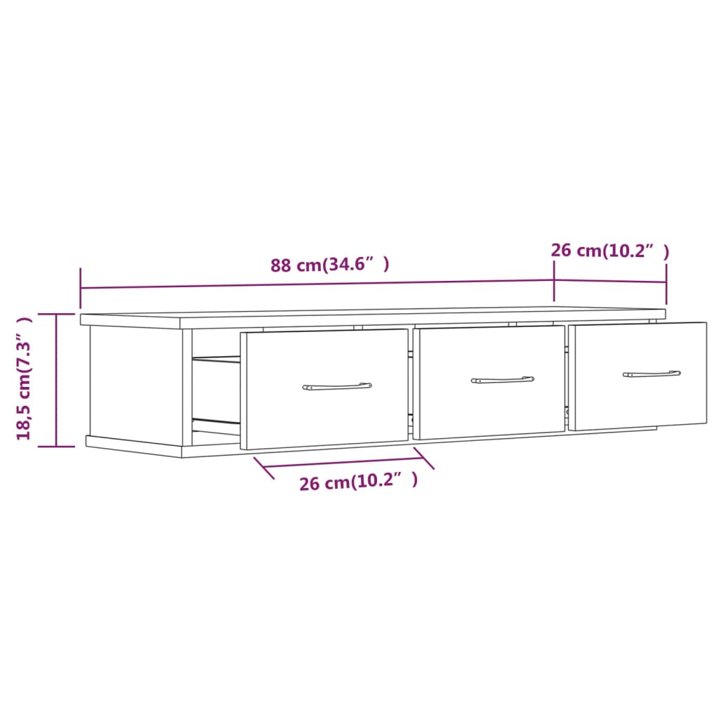 Armoire murale Chêne fumé 88x26x18,5 cm Bois d'ingénierie - XIOS