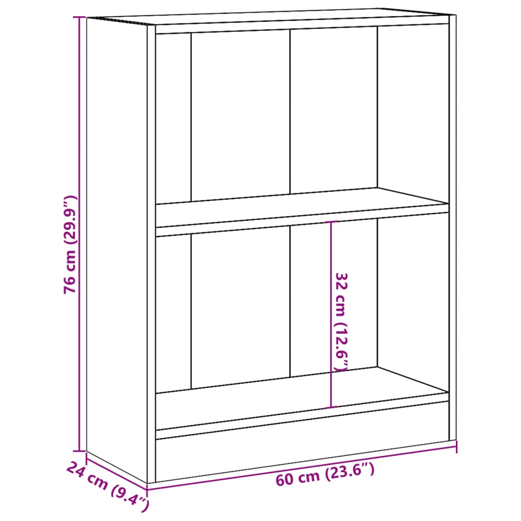 Bibliothèque Chêne fumé 60x24x76 cm Bois d'ingénierie - XIOS