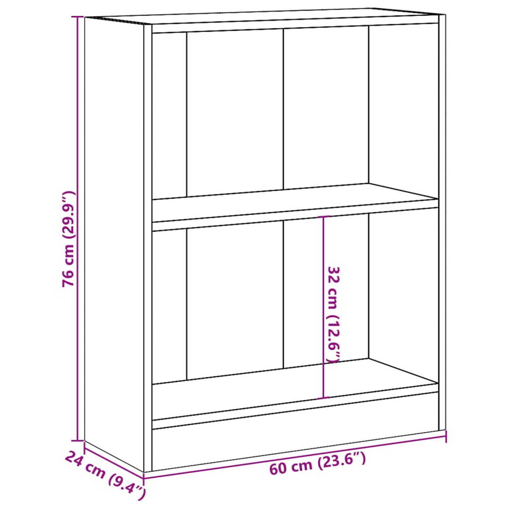 Bibliothèque Sonoma gris 60x24x76 cm Bois d'ingénierie - XIOS