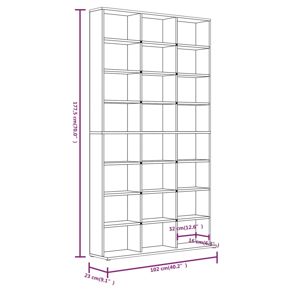 Armoire à CD Chêne marron 102x23x177,5 cm Bois d'ingénierie - XIOS
