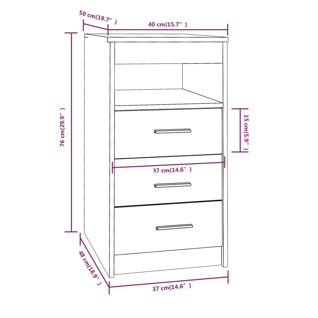 Armoire à tiroirs Sonoma gris 40x50x76 cm Bois d'ingénierie