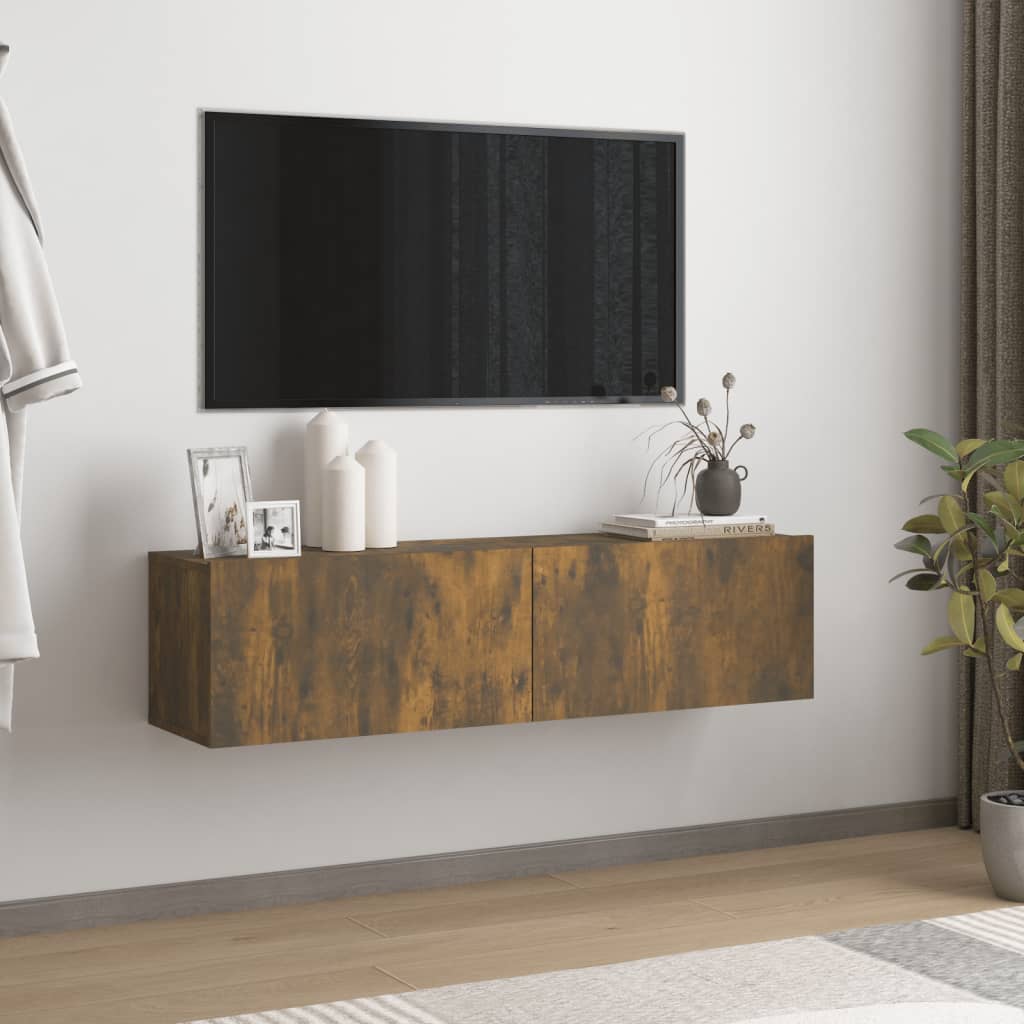 Armoire murale TV Chêne fumé 120x30x30 cm Bois d'ingénierie - XIOS