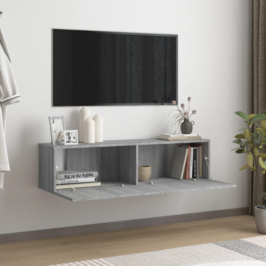 Armoire murale TV Sonoma gris 120x30x30 cm Bois d'ingénierie - XIOS