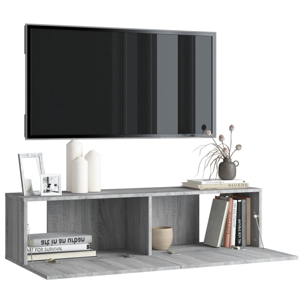 Armoire murale TV Sonoma gris 120x30x30 cm Bois d'ingénierie - XIOS