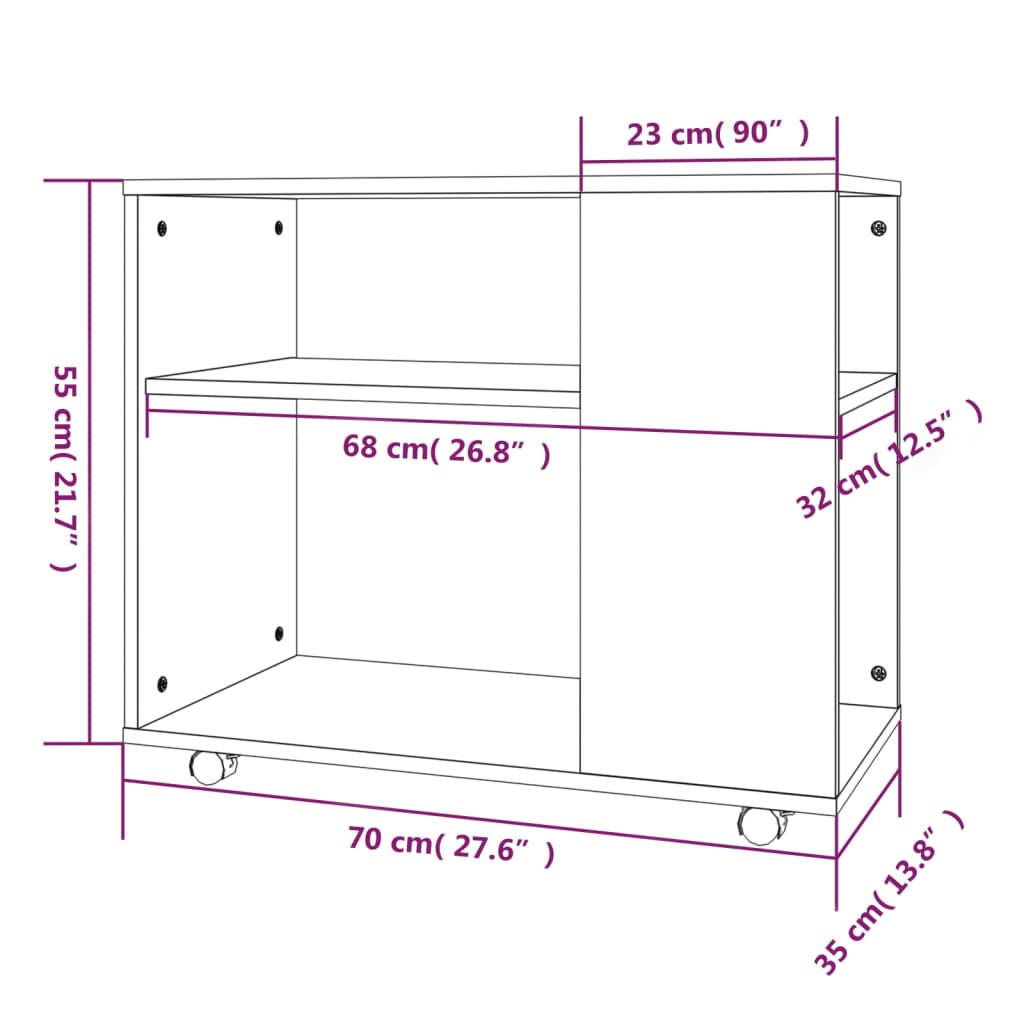 Table d'appoint Sonoma gris 70x35x55 cm Bois d'ingénierie Tables d'appoint vidaXL
