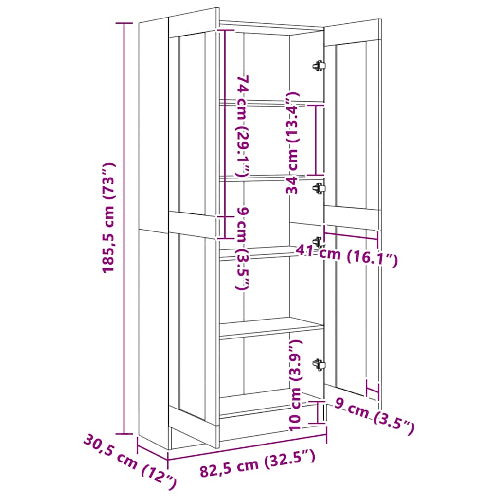 Bibliothèque Sonoma gris 82,5x30,5x185,5 cm Bois d'ingénierie - XIOS