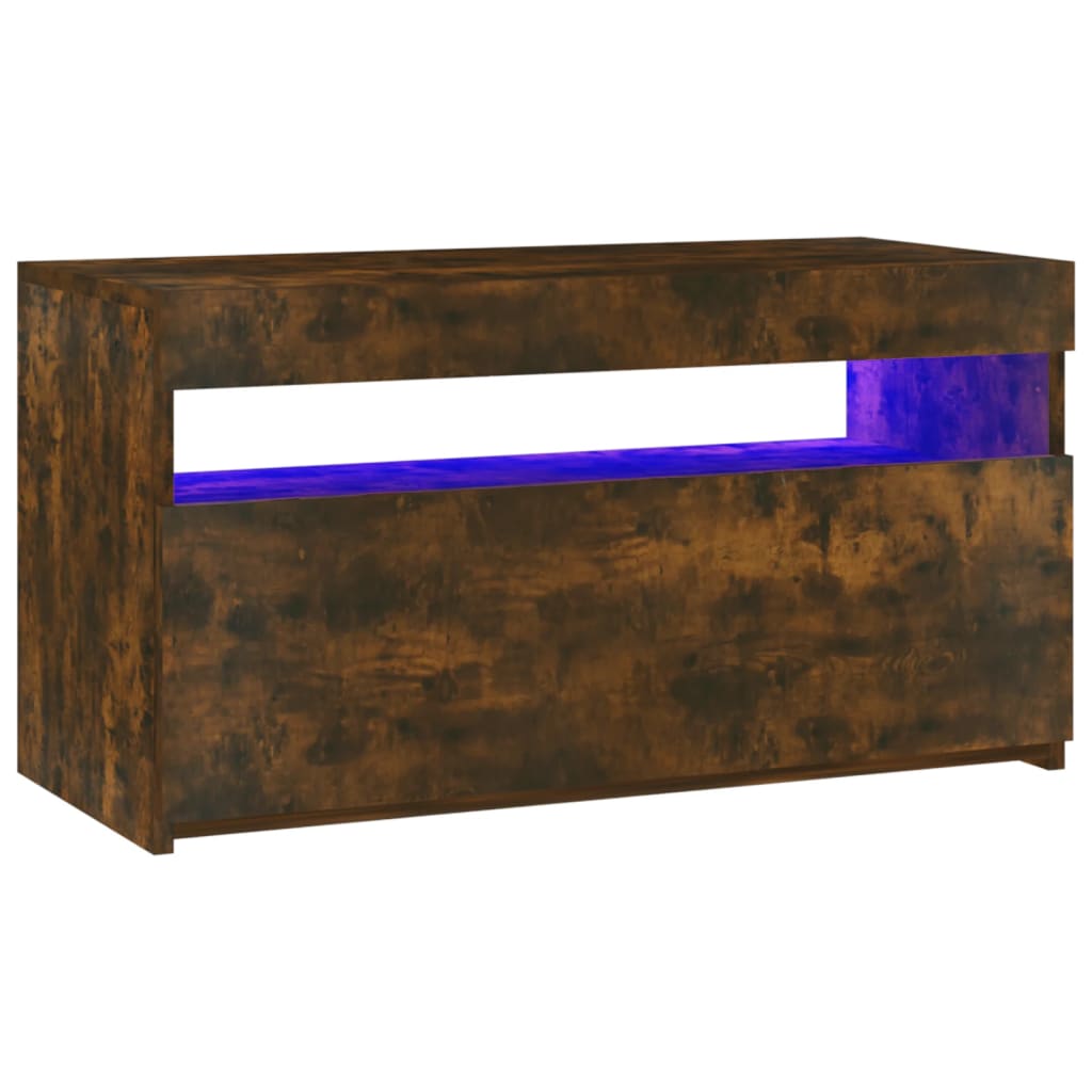Meuble TV avec lumières LED Chêne fumé 75x35x40 cm - XIOS