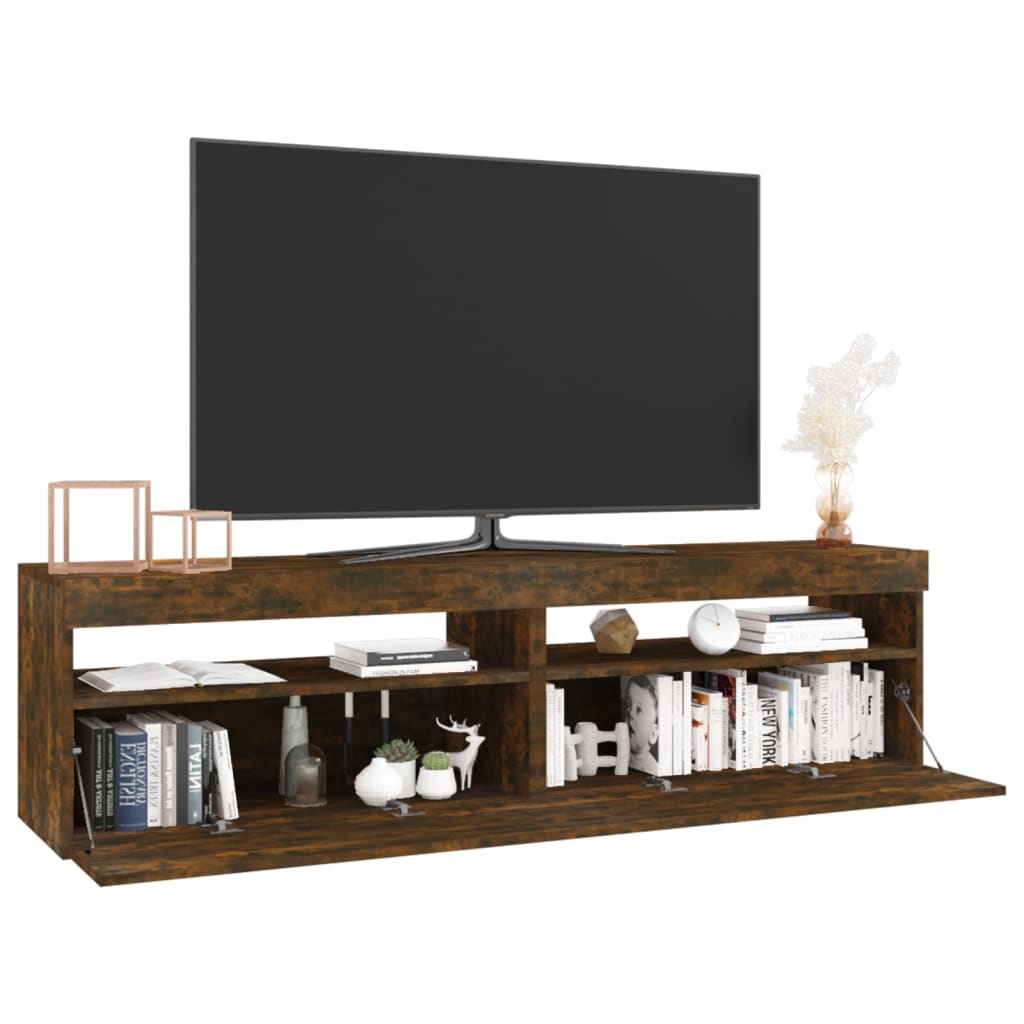 Meubles TV avec lumières LED 2 pcs Chêne fumé 75x35x40 cm Meubles TV vidaXL   
