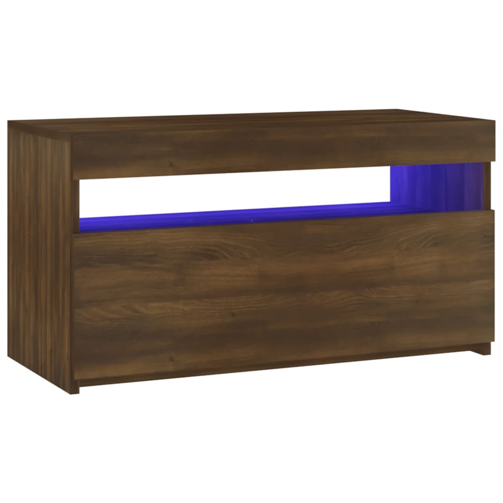 Meuble TV avec lumières LED Chêne marron 75x35x40 cm - XIOS