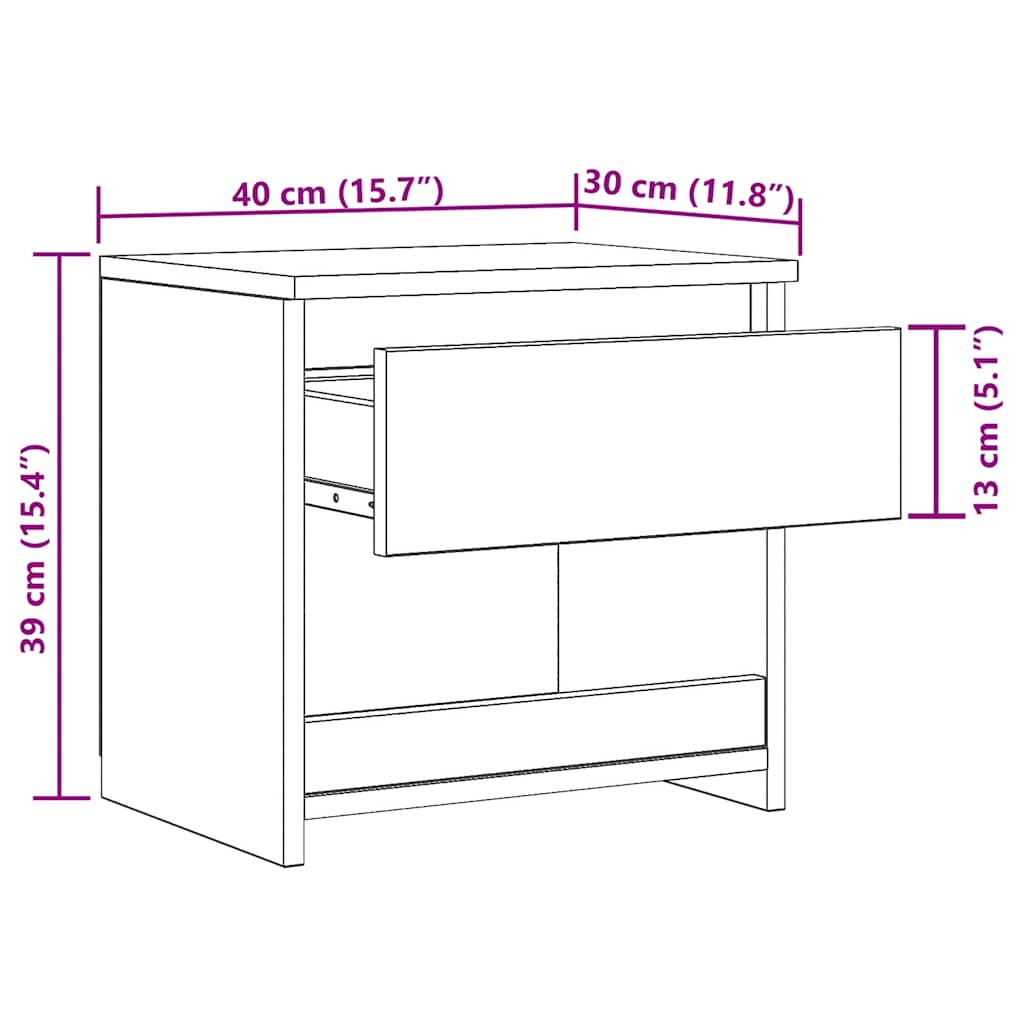 Tables de chevet 2 pcs Sonoma gris 40x30x39cm Bois d'ingénierie - XIOS