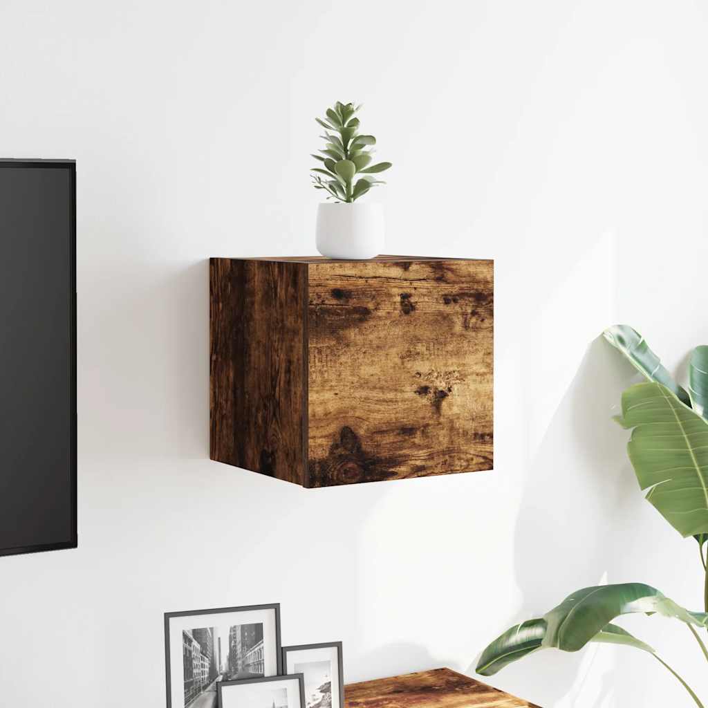 Meuble TV mural Chêne fumé 30,5x30x30 cm - XIOS