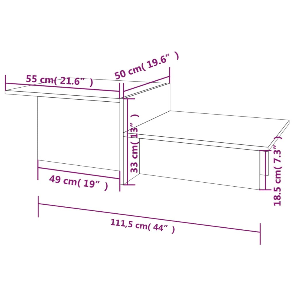 Table basse Chêne fumé 111,5x50x33 cm Bois d'ingénierie - XIOS