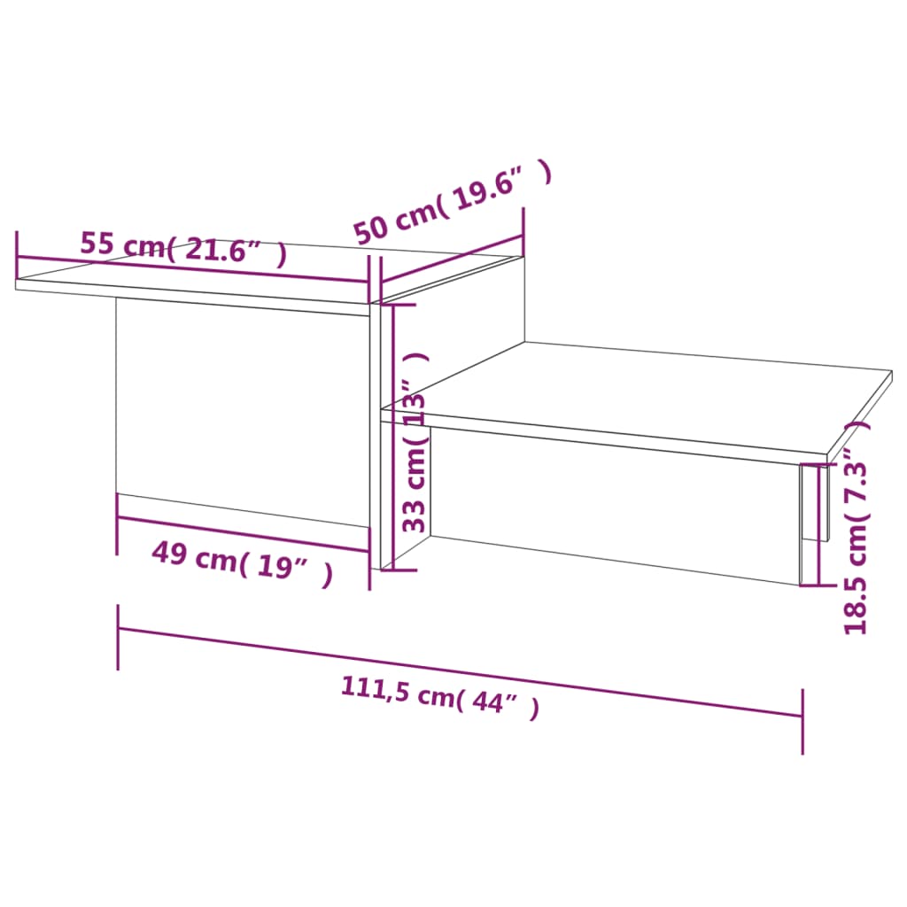 Table basse Sonoma gris 111,5x50x33 cm Bois d'ingénierie - XIOS